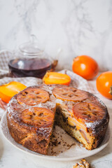 spiced Persimmon tea Cake with walnut
