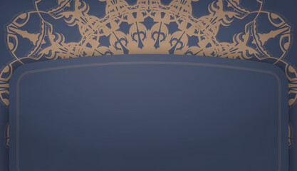 Baner of blue color with mandala brown ornament for design under the text