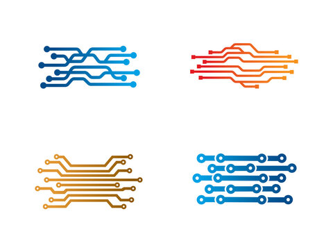 Circuit tech logo symbol or icon template