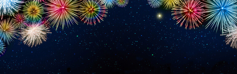 Fototapeta na wymiar Abstract colored firework background . New Year background.