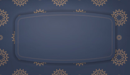 Banner template in blue with greek brown ornaments and place for text