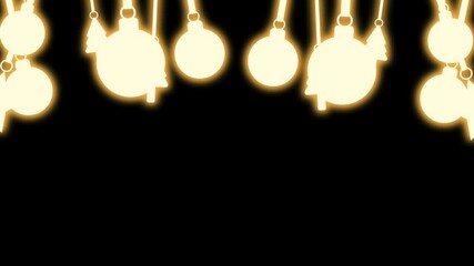 Jingle bells, star and Christmas tree in bright golden neon colour with swinging effect. New Christmas background for wishing, celebrating and greeting Xmas. - Powered by Adobe