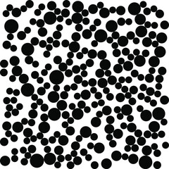 Black polka dots random pattern background. Grunge texture. Vector illustration.