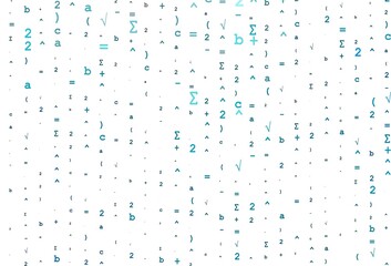 Light BLUE vector background with Digit symbols.