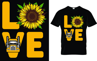  SUNFLOWER DAD TEE Best Truckin Dad Ever Big Rig Trucker Father Best Truckin' Papa Ever Truck Driver Funny Father's Day T-Shirt 
