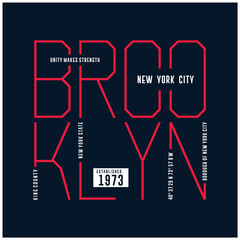 Vector illustration on the theme in New York City, Brooklyn. Typography, t-shirt graphics, poster, print, banner, flyer, postcard