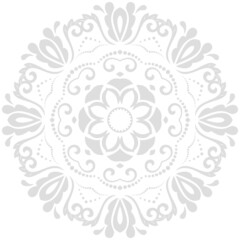 Oriental light round pattern with arabesques and floral elements. Traditional classic ornament. Vintage pattern with arabesques