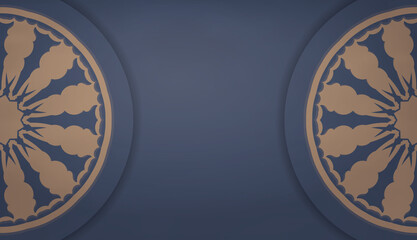 Blue banner template with greek brown pattern and text space