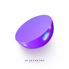 3d render realistic primitive. Glossy holographic geometric shape isolated on white background. Iridescent trendy design, thin film effect. Vector.
