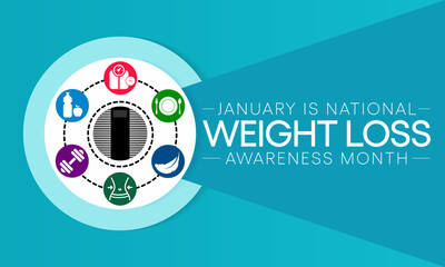 National Weight loss awareness month is observed every year during January, Vector illustration