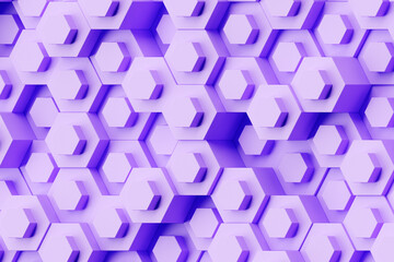  Pattern of simple geometric hexagonal shapes, mosaic background. 3d illustration