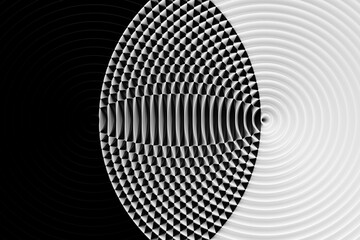 3d illustration of a classic  black and white illusion abstract gradient background with lines. Modern graphic texture. Geometric pattern.