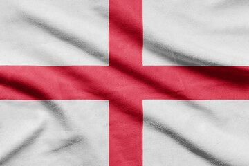 England flag on wavy fabric.
