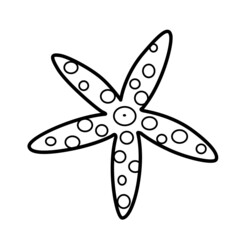 Starfish with thin beams outlined for coloring page isolated on white background