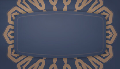 Blue banner template with vintage brown ornament and space for your logo or text