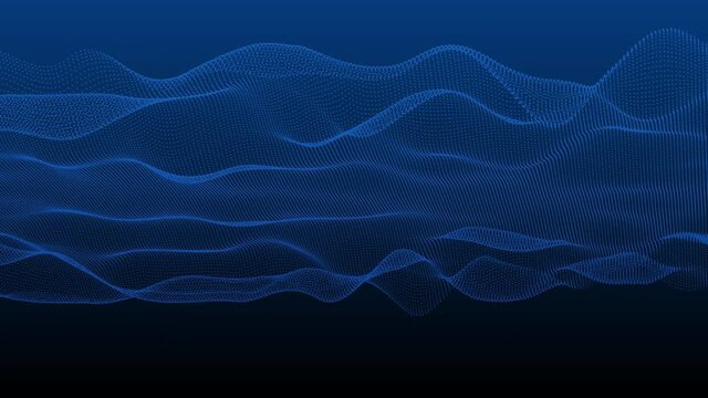 Abstract digital landscape with a field of electronic particles on a background of space. The concept of cyber, digital, parallel worlds and artificial intelligence.