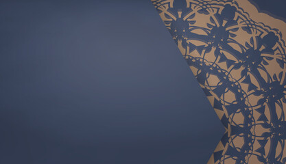 Blue banner with brown mandala ornament and place for text