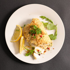 fish fillet,  lemon and herbs
