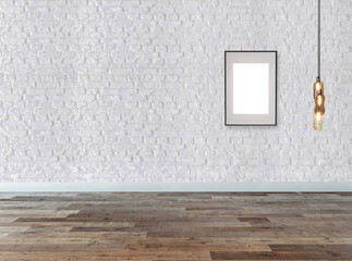 new empty living room interior decoration wooden floor, stone wall concept. decorative background for home, office and hotel. 3D illustration
