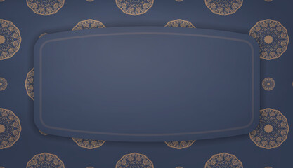 Blue banner with brown mandala ornament and place under your text