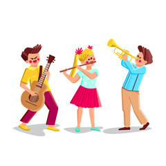 orchestra children band. kid orchestra group. school musician class. kid performance activity. vector character flat cartoon Illustration © sevector