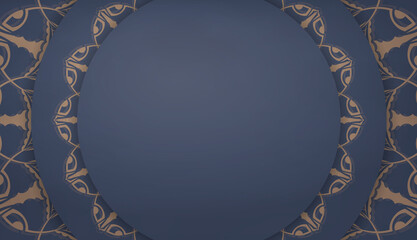 Blue banner with mandala brown ornament and a place under the logo