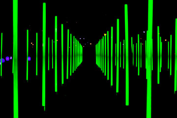 abstraction with symmetrical green neon pillars