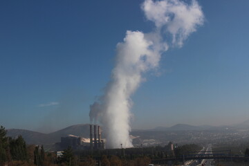smoke of factory, environmental pollution, factory chimney