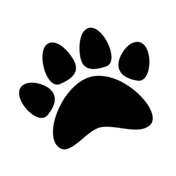 Animal track, pet, cat, dog paw print isolated icon. Vector illustration.