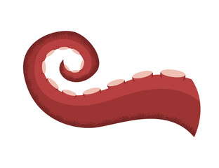 Octopus tentacle, underwater animal. Sea squid  cartoon icon. Spooky marine monster arm on white background
