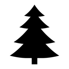 Christmas tree silhouette. Vector illustration. Black and white icon.