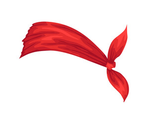 Retro headband for woman. Mockup of decorative hair knott. Red bandana windy hair dressing. Tied handkerchief for hairstyle