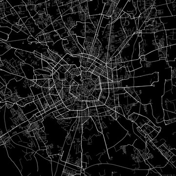 Black map of Milan Italy.