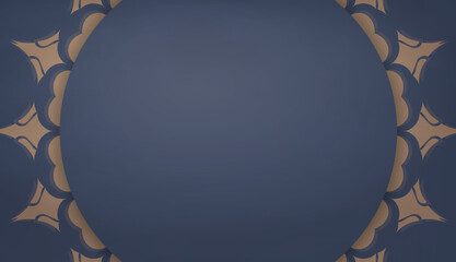 Blue color banner template with abstract brown pattern for design under the text