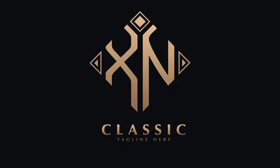 Alphabet XN or NX diamond illustration monogram vector logo template