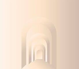 Arches 3d. Stage for product presentation. Delicate pink background