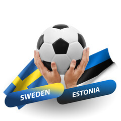 Soccer football competition match, national teams sweden vs estonia