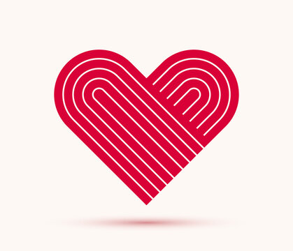 Heart geometric linear logo vector icon or logotype, graphic design modern style element, love care and charity geometrical symbol.