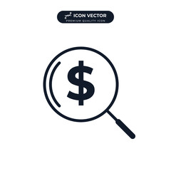 Magnifier with dolar icon symbol template for graphic and web design collection logo vector illustration