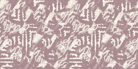 Seamless two tone hand drawn brushed effect pattern border swatch. High quality illustration. Collage of minimal drawings arranged in a seamless pattern with fabric texture overlay. Rough scribble.