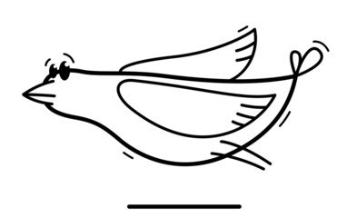 Funny cartoon chicken flat vector illustration isolated on white.