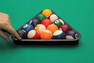 The start of the game pool billiard