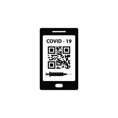 corona virus vaccination passport.   smartphone app vaccin certificate covid 19 icon vector 