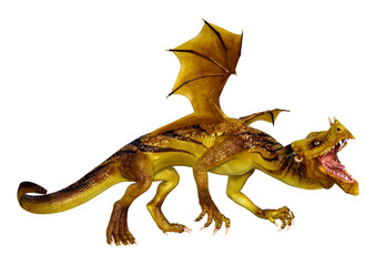 3D Rendering Fairy Tale Dragon on White