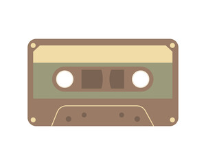 Retro audio cassette, flat vector illustration, vintage.