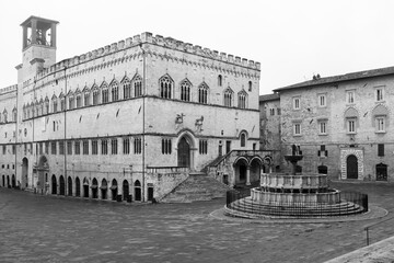 black and white square in the city of perugia