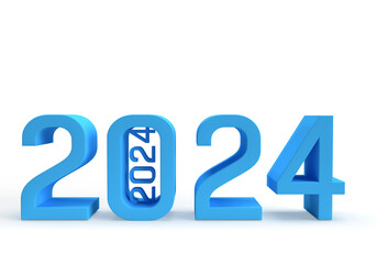 BLue 2024 small and big number as new year card.