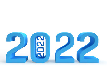 BLue 2022 small and big number as new year card.