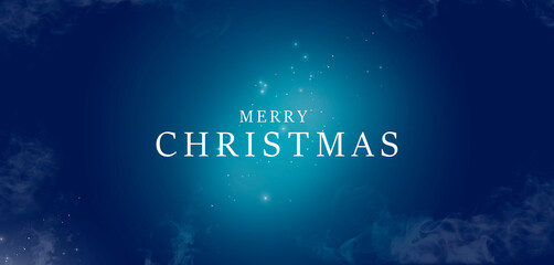 Merry Christmas. Blue background postcard for Christmas. Banner.