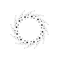 Obraz premium Holiday fireworks round frame with stars and glitter dots on white background.